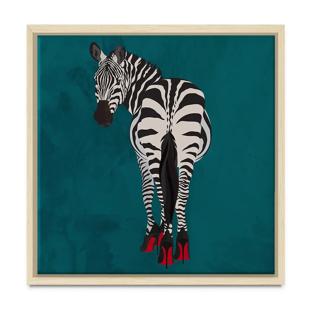 Turquoise Zebra Wearing Heels Square Canvas Print Turquoise Zebra Wearing Heels Square Canvas Print wall art product Sarah Manovski