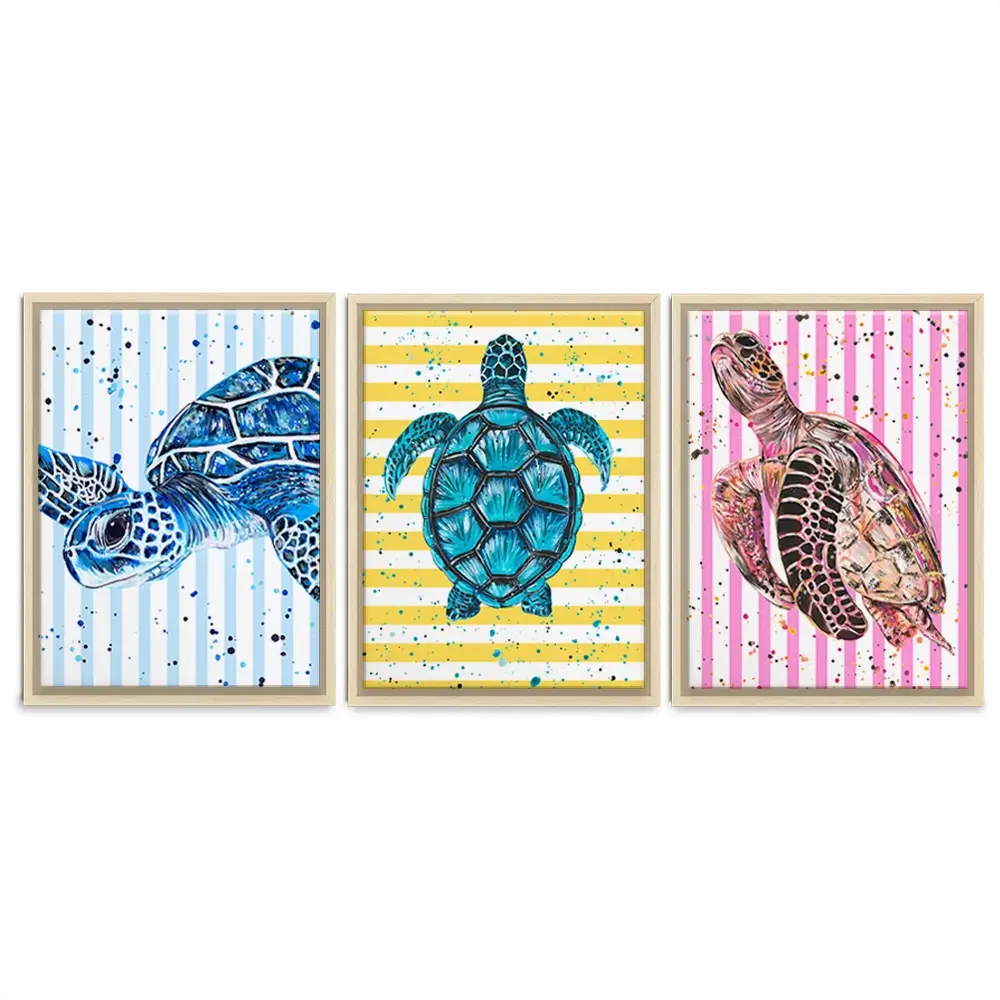 Turtle Stripes Trio Canvas Print Turtle Stripes Trio Canvas Print wall art product Emma LC Art
