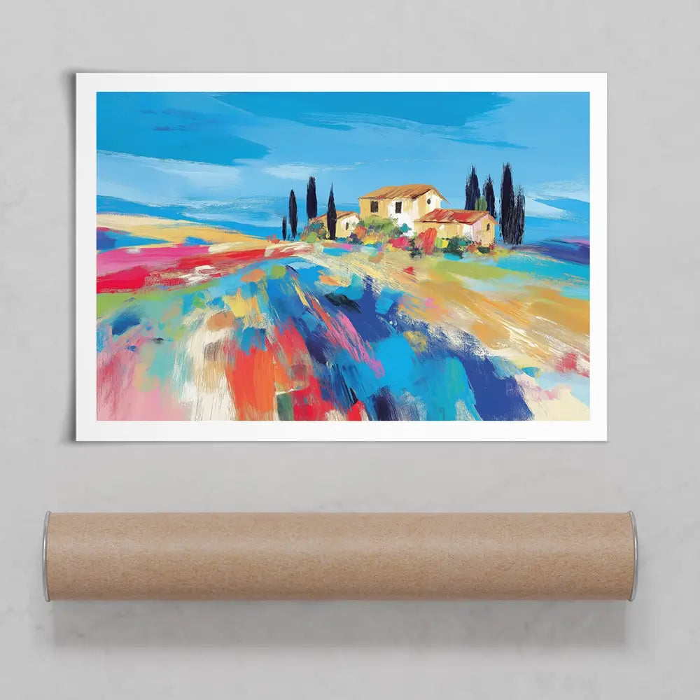 Tuscan Hilltop At Noon Art Print Tuscan Hilltop At Noon Art Print wall art product Chromatic Storm Studio