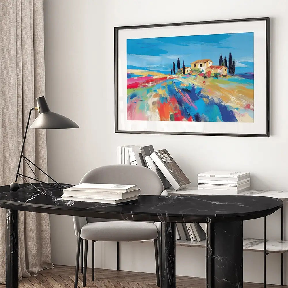 Tuscan Hilltop At Noon Framed Art Print Tuscan Hilltop At Noon Framed Art Print wall art product Chromatic Storm Studio
