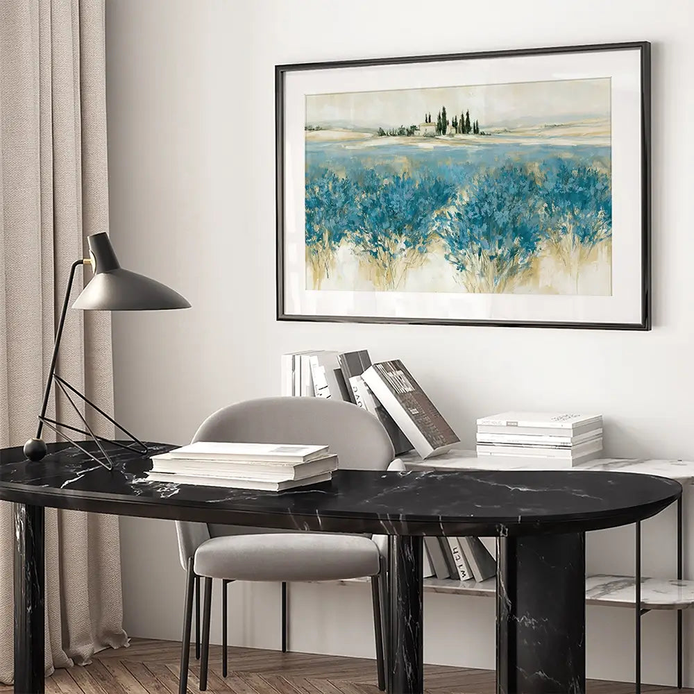 Tuscan Lavender Field Horizon Framed Art Print Tuscan Lavender Field Horizon Framed Art Print wall art product Chromatic Storm Studio