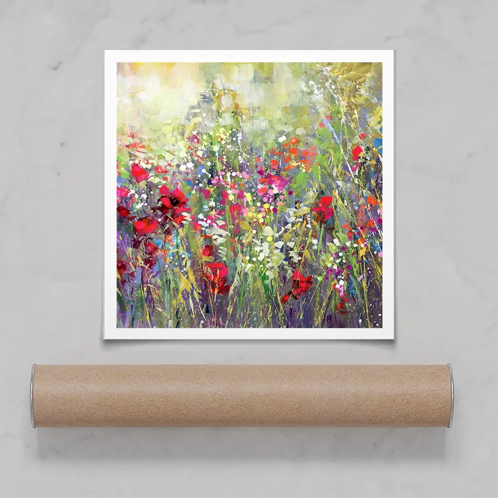 Tuscan Wildflower Field Square Art Print Tuscan Wildflower Field Square Art Print wall art product Leon Devenice