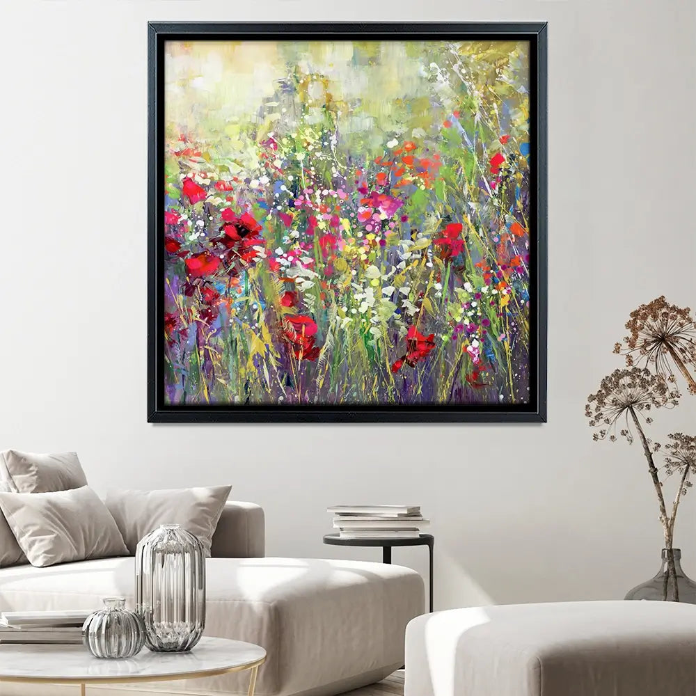 Tuscan Wildflower Field Square Canvas Print Tuscan Wildflower Field Square Canvas Print wall art product Leon Devenice