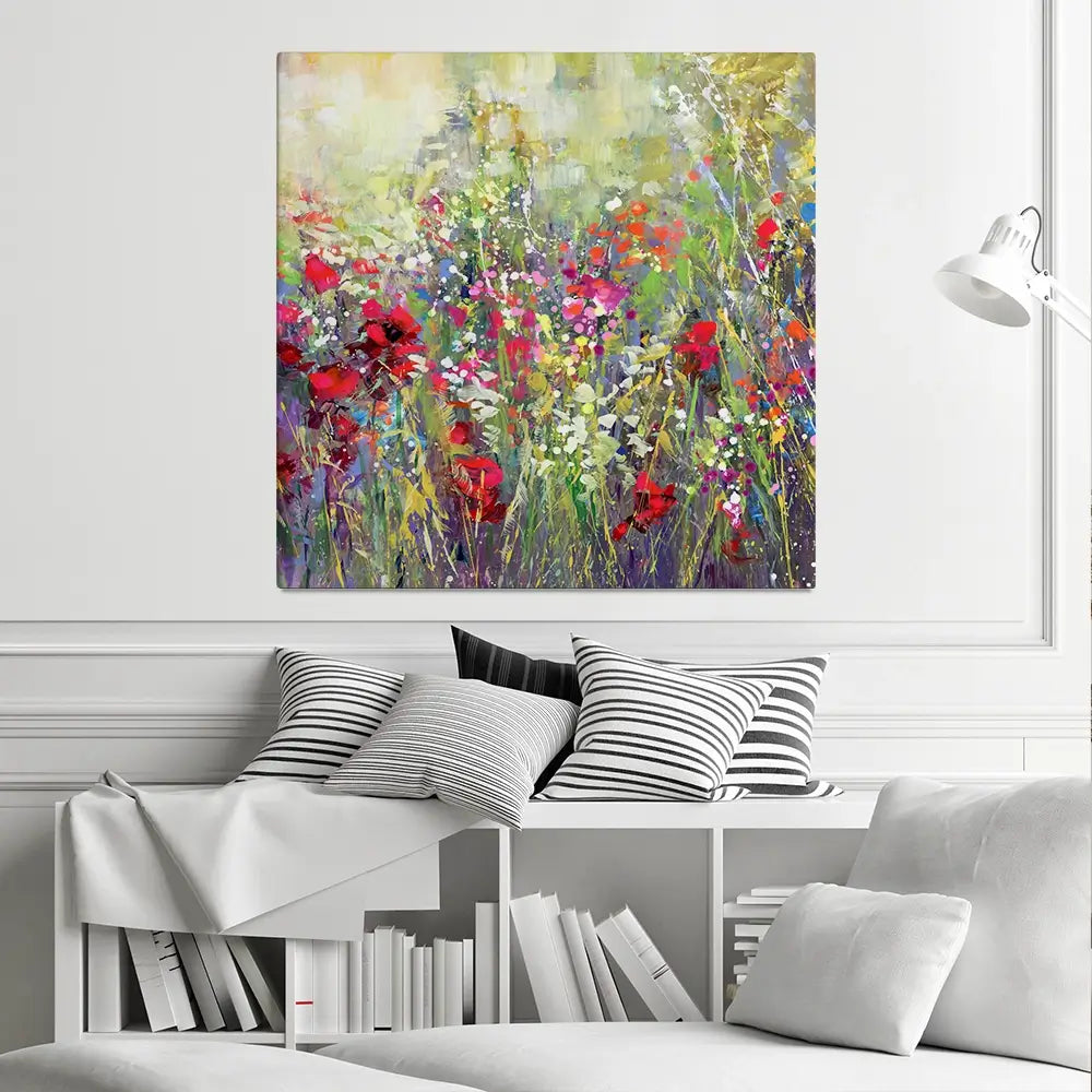 Tuscan Wildflower Field Square Canvas Print Tuscan Wildflower Field Square Canvas Print wall art product Leon Devenice