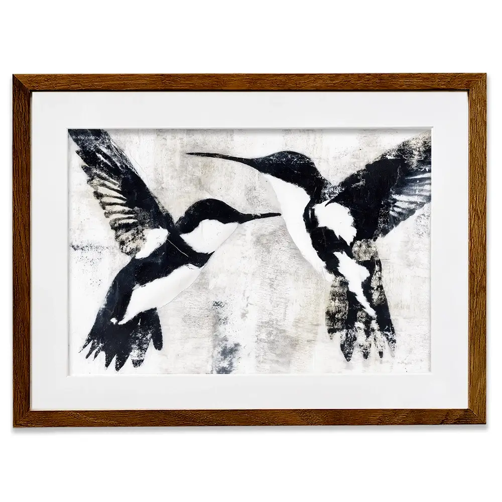 Two Birds In Flight Framed Art Print Two Birds In Flight Framed Art Print wall art product Chromatic Storm Studio