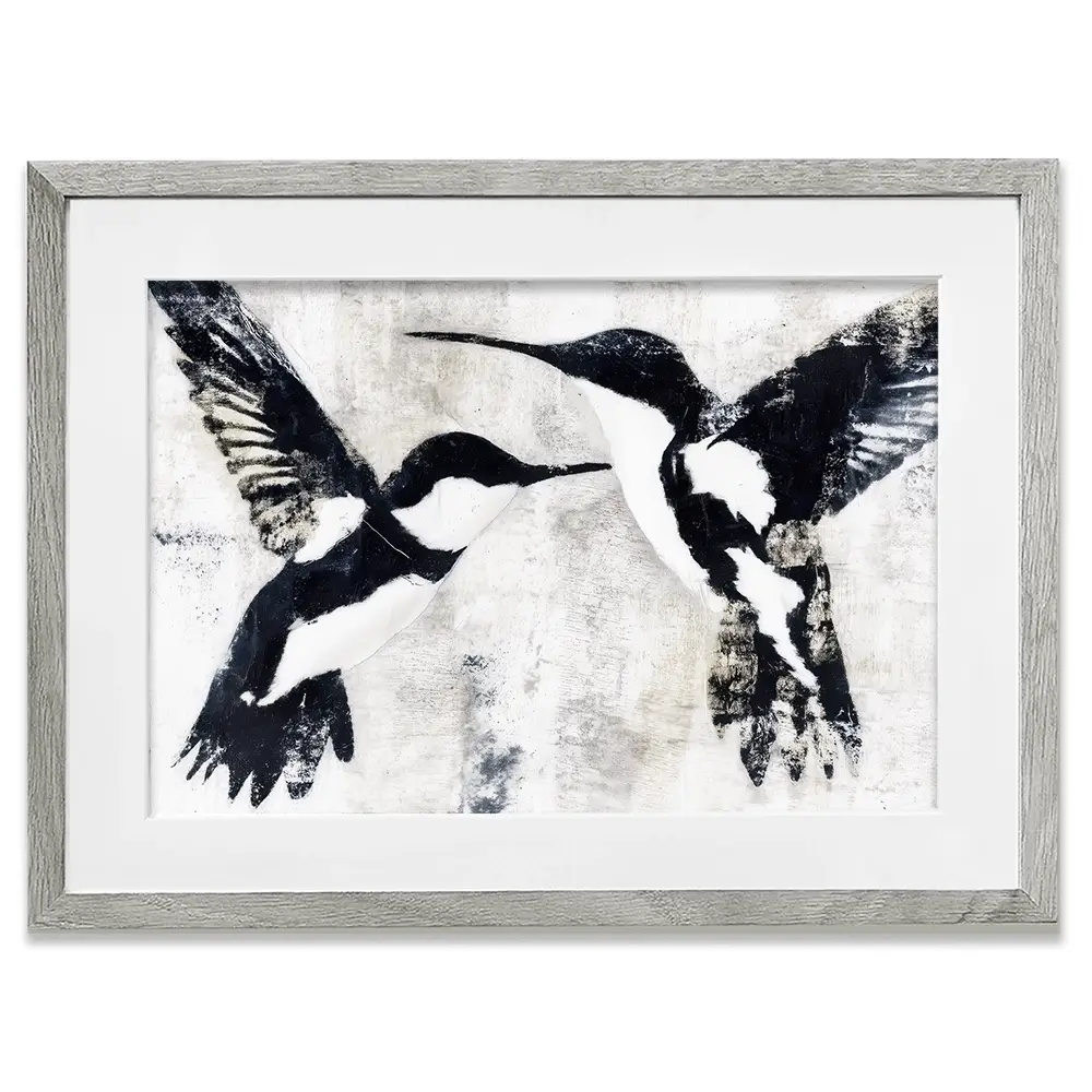 Two Birds In Flight Framed Art Print Two Birds In Flight Framed Art Print wall art product Chromatic Storm Studio