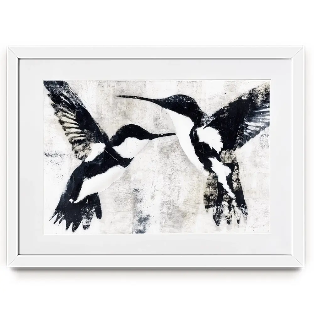 Two Birds In Flight Framed Art Print Two Birds In Flight Framed Art Print wall art product Chromatic Storm Studio