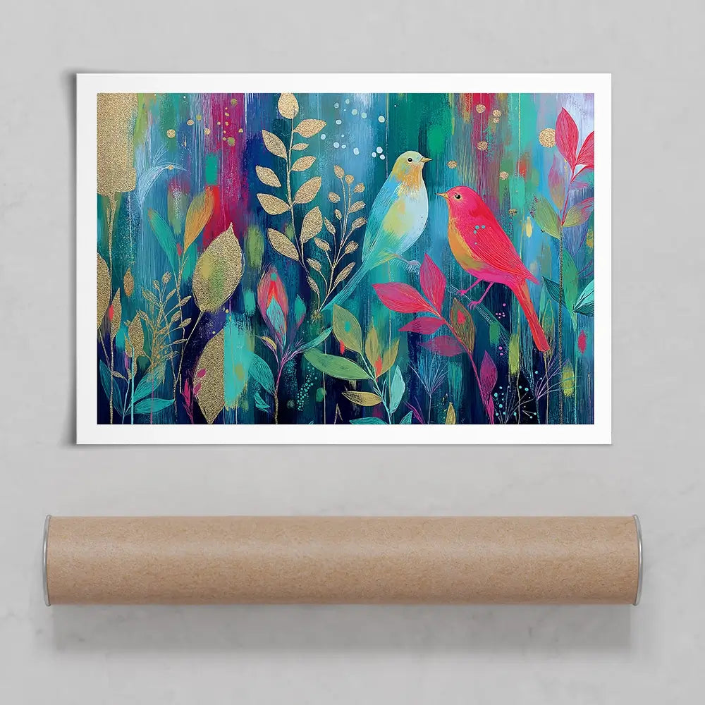 Two Birds In The Garden Art Print Two Birds In The Garden Art Print wall art product Chromatic Storm Studio