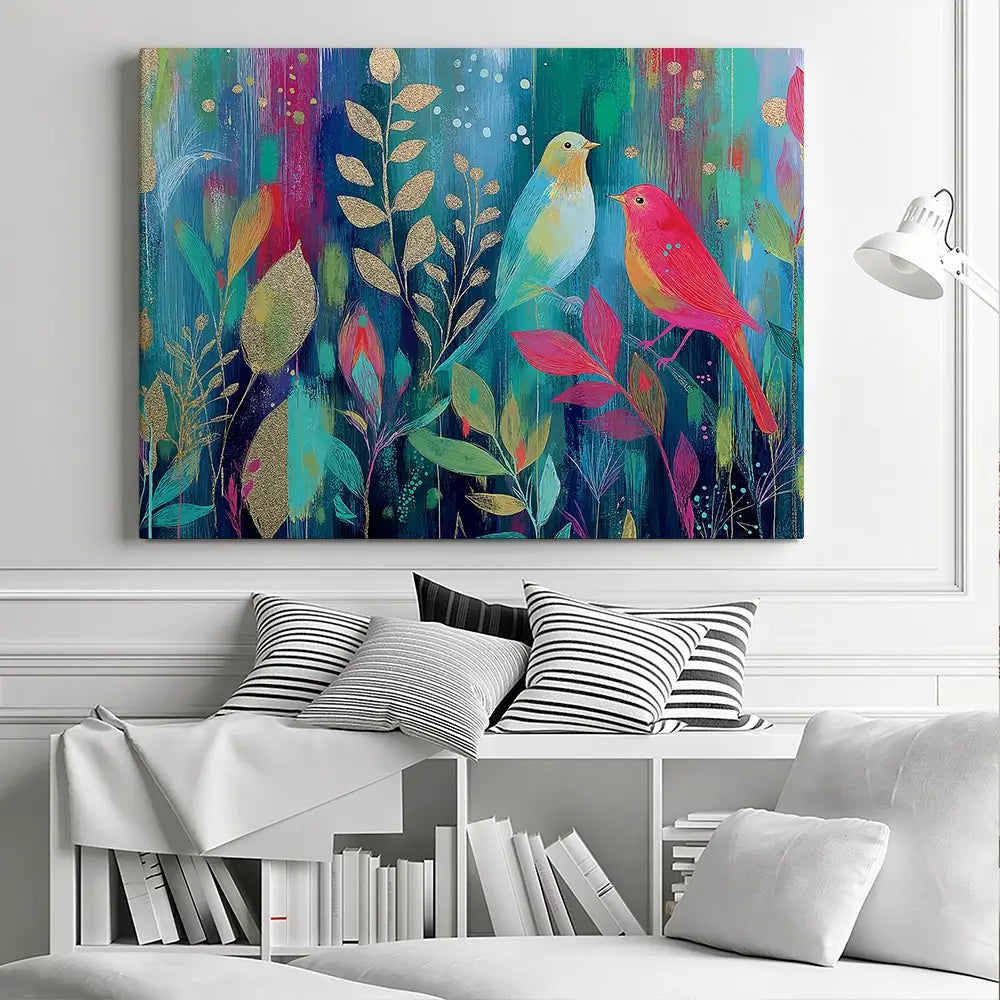 Two Birds In The Garden Canvas Print Two Birds In The Garden Canvas Print wall art product Chromatic Storm Studio