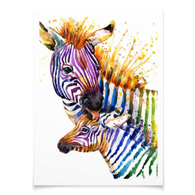 Two Colourful Zebras Art Print wall art product / Shutterstock