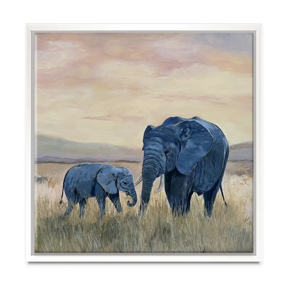 Two Elephants Square Canvas Print Two Elephants Square Canvas Print wall art product Karen Sutton
