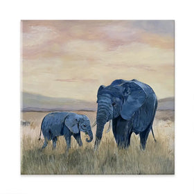 Two Elephants Square Canvas Print Two Elephants Square Canvas Print wall art product Karen Sutton