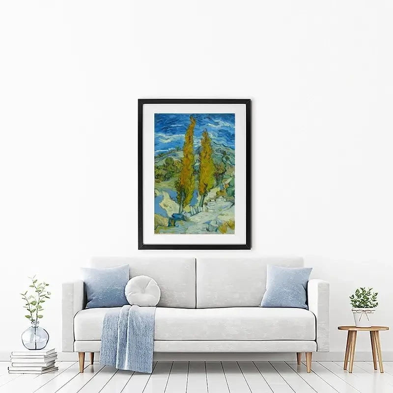 Two Poplars In The Alpilles Near Saint-Remy Framed Art Print Two Poplars In The Alpilles Near Saint-Remy Framed Art Print wall art product Vincent Van Gogh