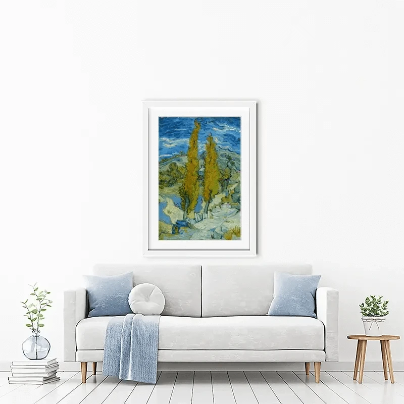 Two Poplars In The Alpilles Near Saint-Remy Framed Art Print Two Poplars In The Alpilles Near Saint-Remy Framed Art Print wall art product Vincent Van Gogh