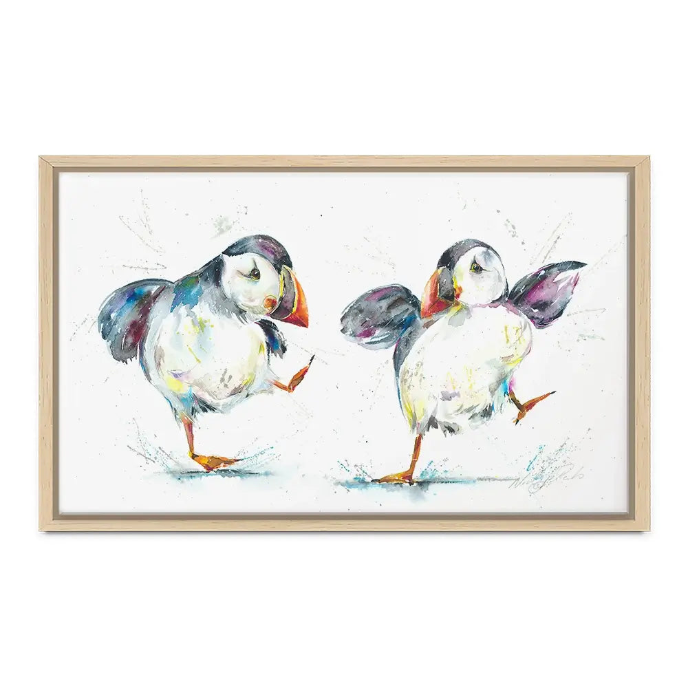 Two Puffins Canvas Print Two Puffins Canvas Print wall art product Nicola Jane Rowles
