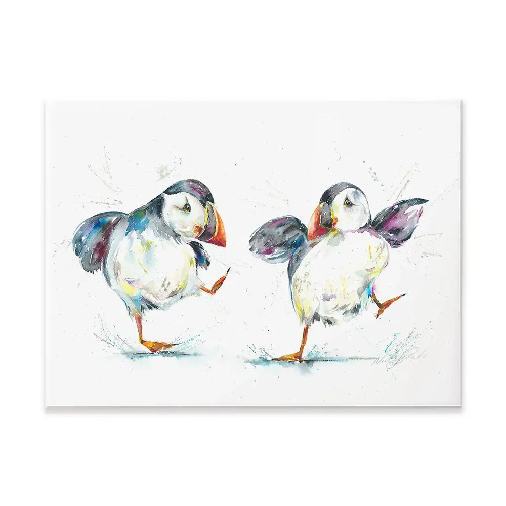 Two Puffins Canvas Print Two Puffins Canvas Print wall art product Nicola Jane Rowles