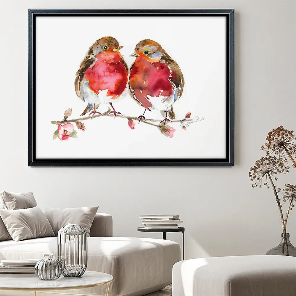Two Robins Canvas Print Two Robins Canvas Print wall art product Nicola Jane Rowles