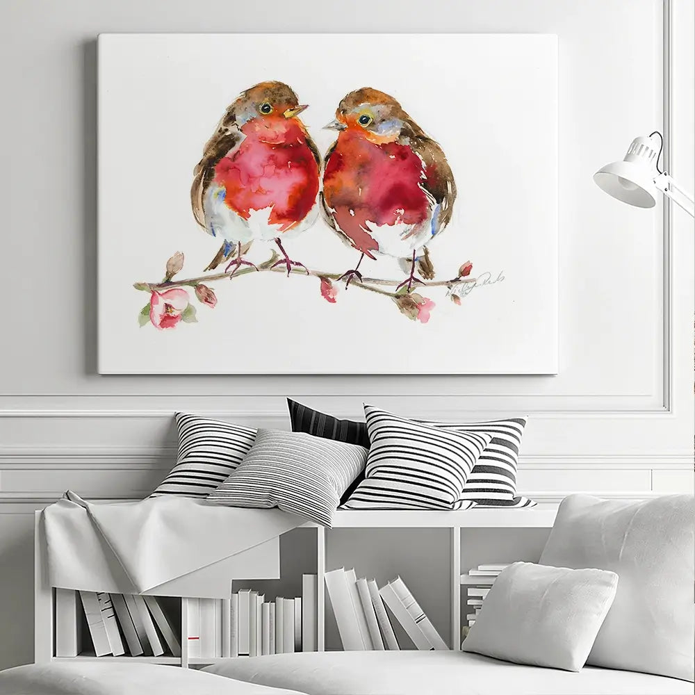 Two Robins Canvas Print Two Robins Canvas Print wall art product Nicola Jane Rowles