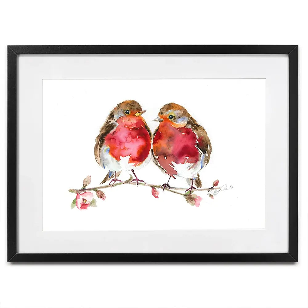 Two Robins Framed Art Print Two Robins Framed Art Print wall art product Nicola Jane Rowles