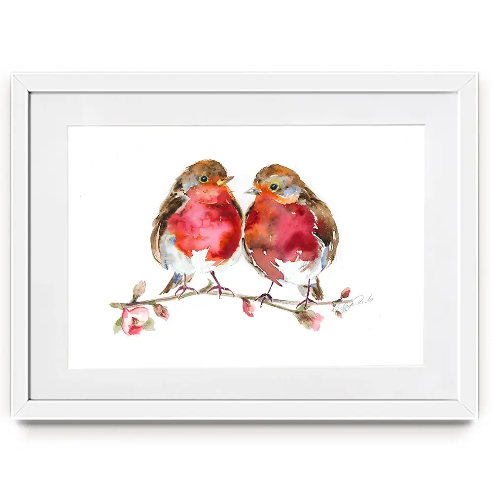 Two Robins Framed Art Print Two Robins Framed Art Print wall art product Nicola Jane Rowles