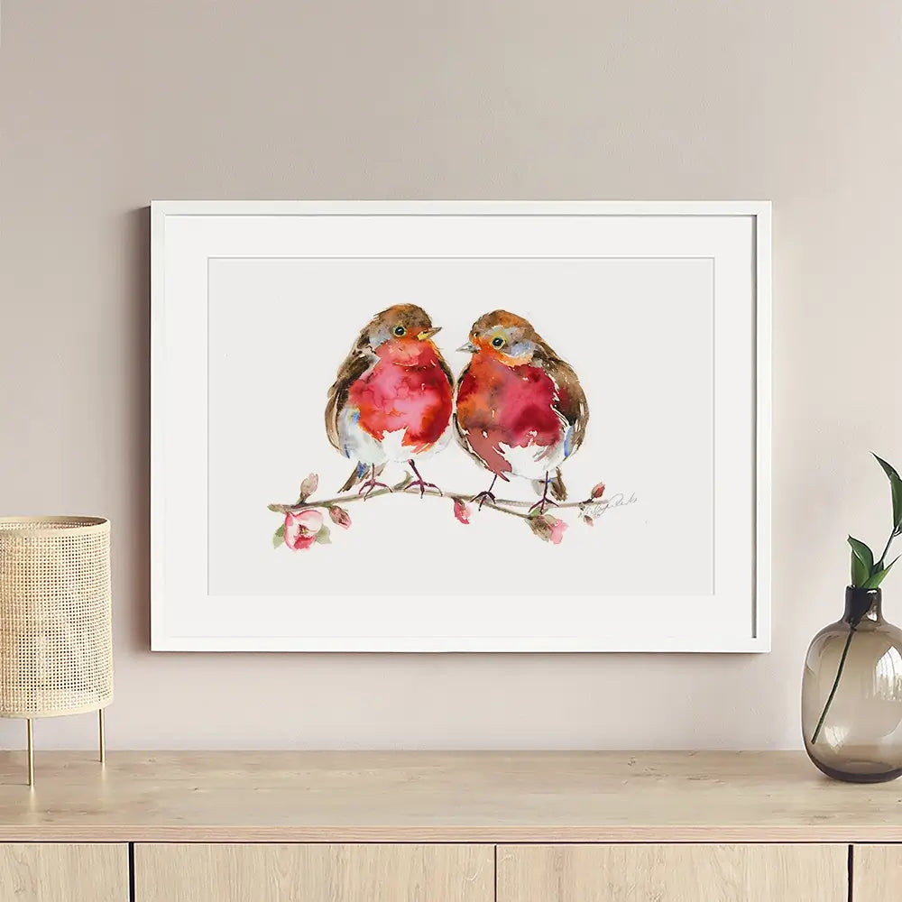 Two Robins Framed Art Print Two Robins Framed Art Print wall art product Nicola Jane Rowles