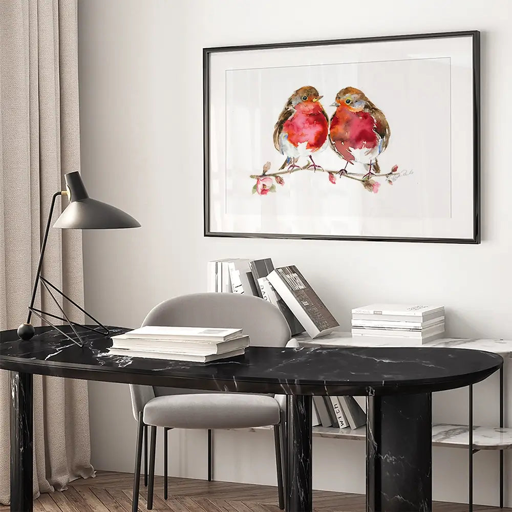 Two Robins Framed Art Print Two Robins Framed Art Print wall art product Nicola Jane Rowles