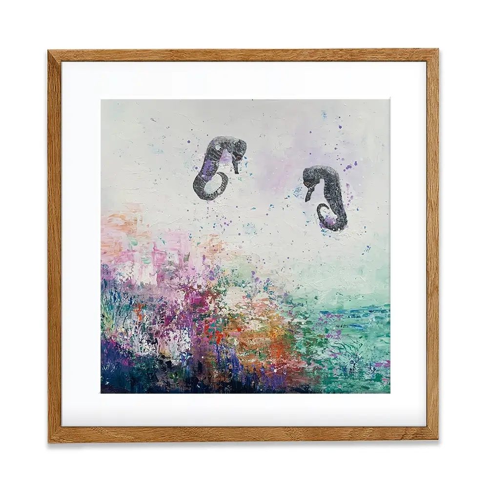 Two Seahorses Framed Art Print Two Seahorses Framed Art Print wall art product Laure Bury
