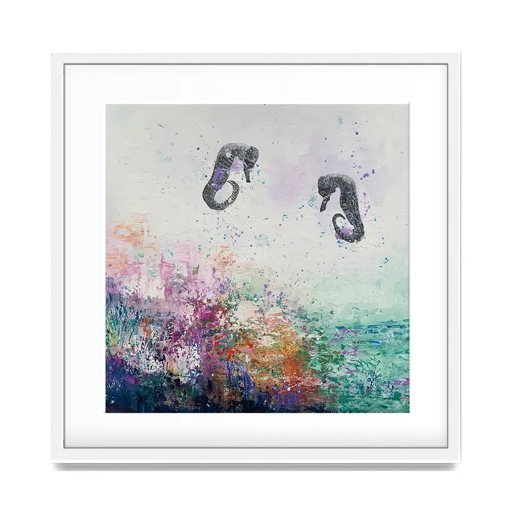 Two Seahorses Framed Art Print Two Seahorses Framed Art Print wall art product Laure Bury