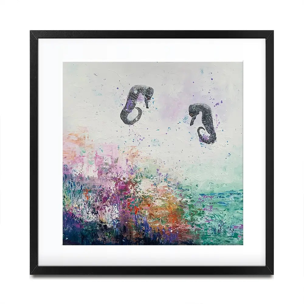 Two Seahorses Framed Art Print Two Seahorses Framed Art Print wall art product Laure Bury