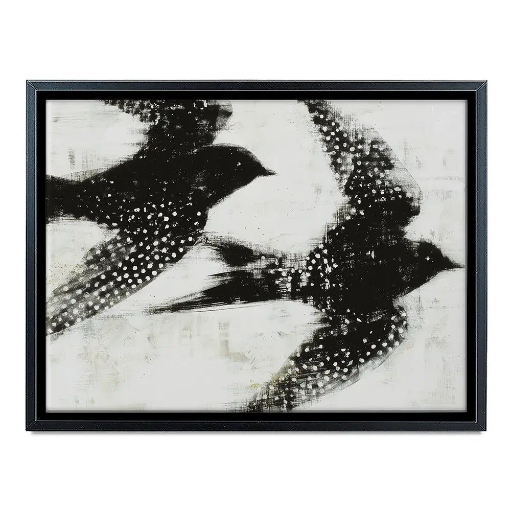 Two Songbirds In Flight Canvas Print Two Songbirds In Flight Canvas Print wall art product Chromatic Storm Studio