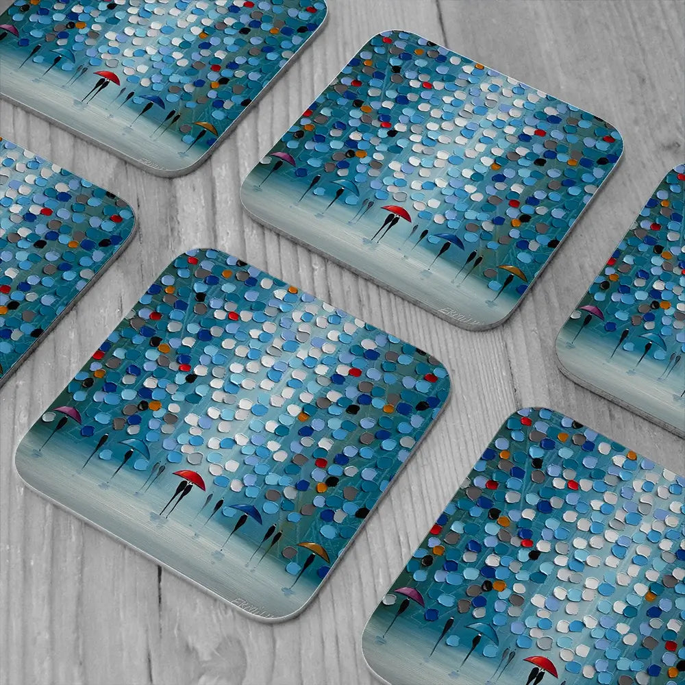 Umbrella Parade Coaster Set Umbrella Parade Coaster Set wall art product Ekaterina Ermilkina