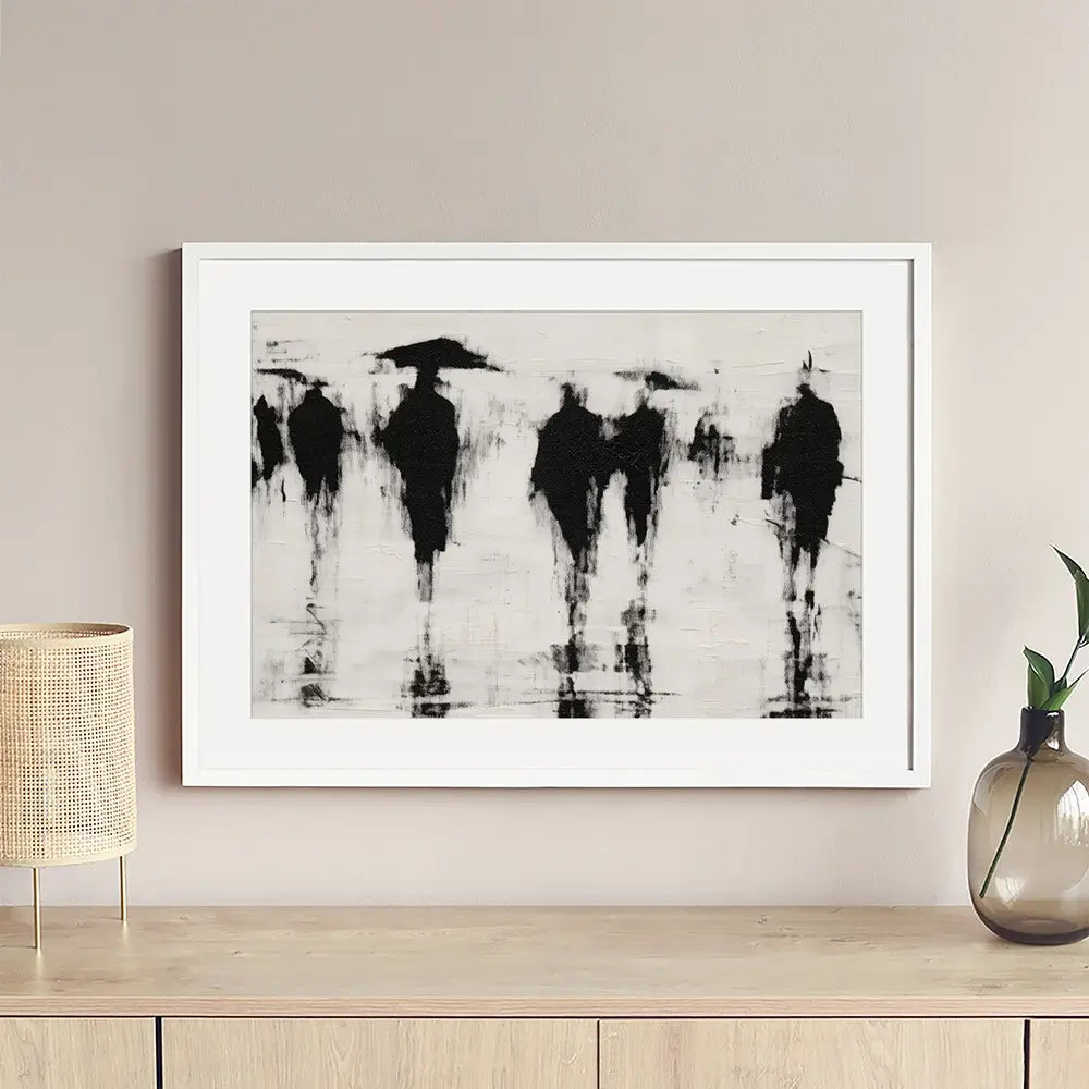 Umbrella Silhouettes Framed Art Print Umbrella Silhouettes Framed Art Print wall art product Chromatic Storm Studio