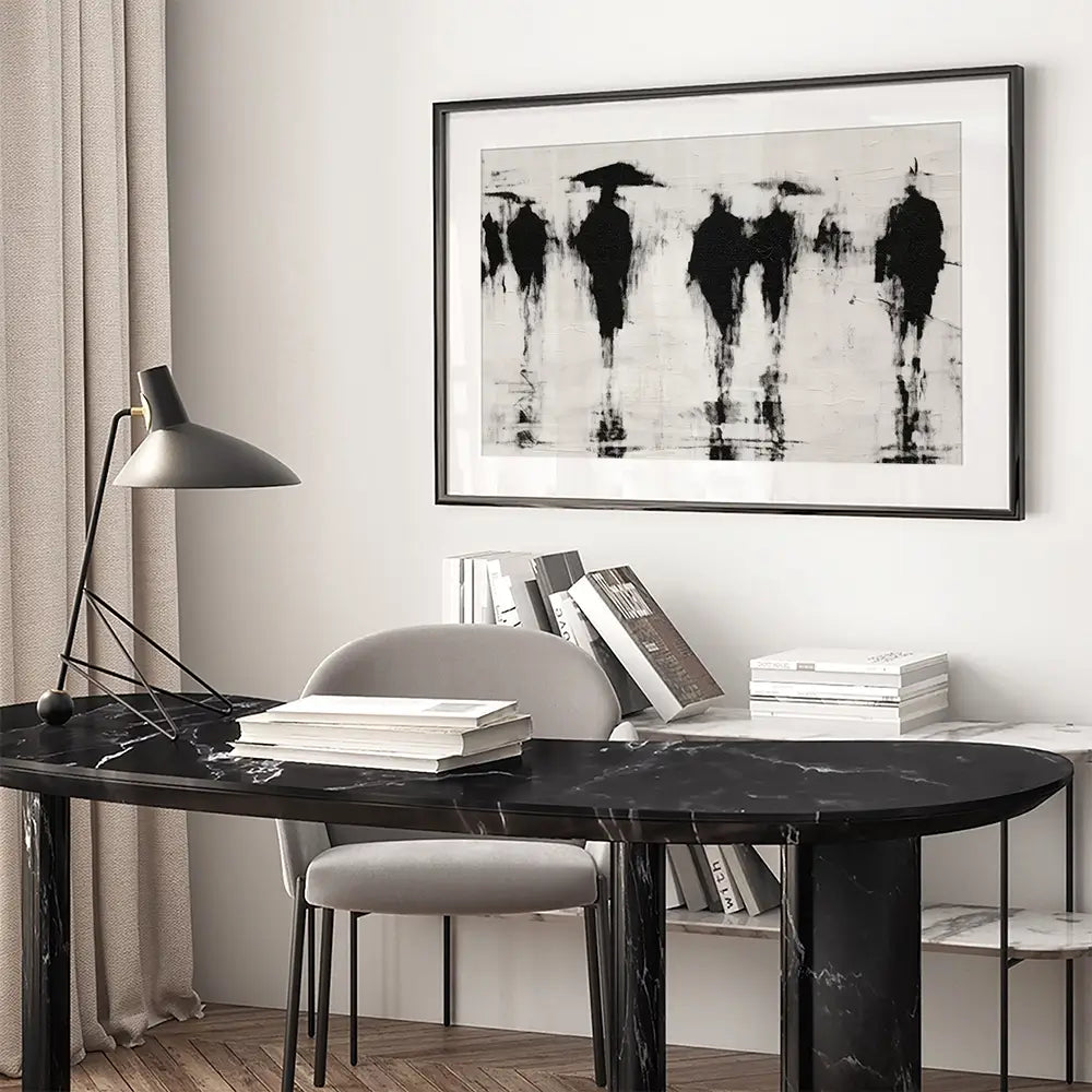 Umbrella Silhouettes Framed Art Print Umbrella Silhouettes Framed Art Print wall art product Chromatic Storm Studio