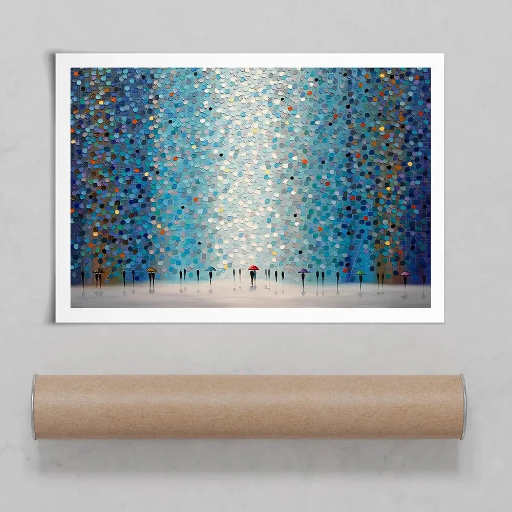 Umbrellas At Night Art Print Umbrellas At Night Art Print| Umbrellas At Night Artwork| Umbrella Art wall art product Ekaterina Ermilkina