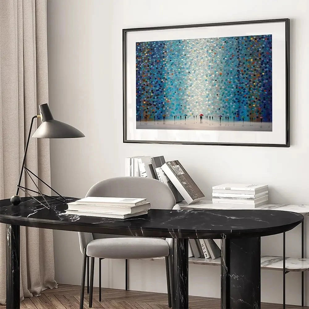 Umbrellas At Night Framed Art Print Umbrellas At Night Framed Art Print wall art product Ekaterina Ermilkina