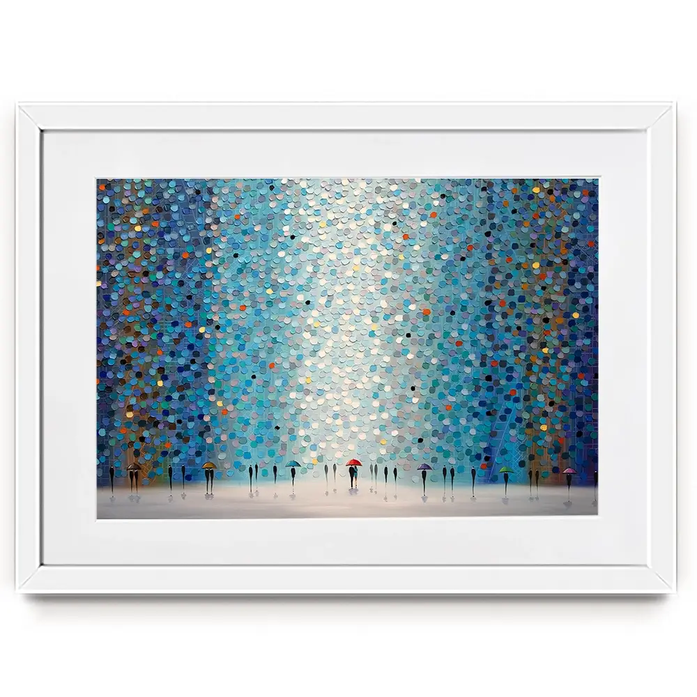 Umbrellas At Night Framed Art Print Umbrellas At Night Framed Art Print wall art product Ekaterina Ermilkina