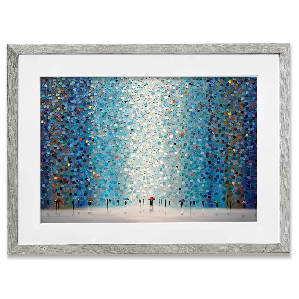 Umbrellas At Night Framed Art Print Umbrellas At Night Framed Art Print wall art product Ekaterina Ermilkina