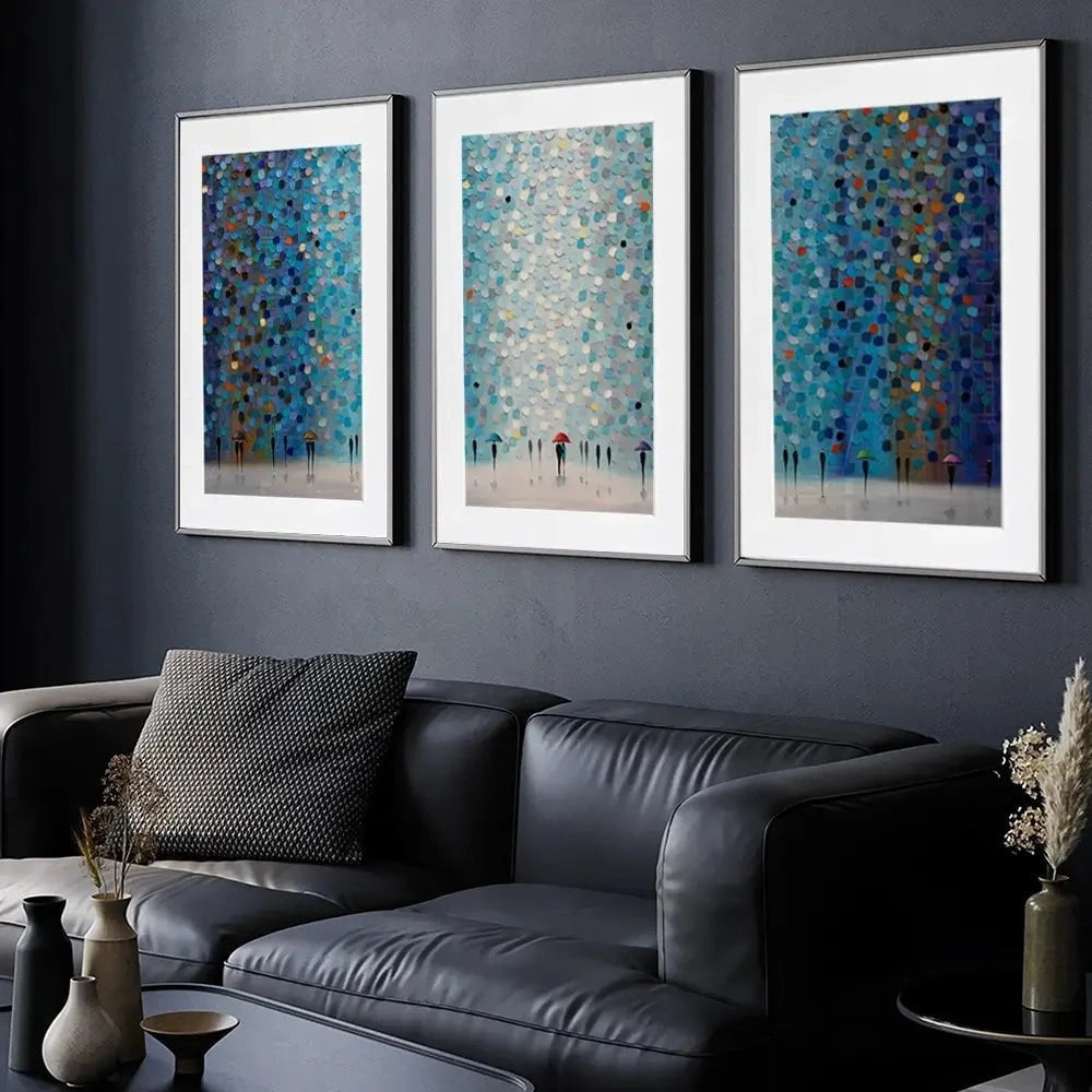 Umbrellas At Night Framed Art Print Trio Umbrellas At Night Framed Art Print Trio wall art product Ekaterina Ermilkina