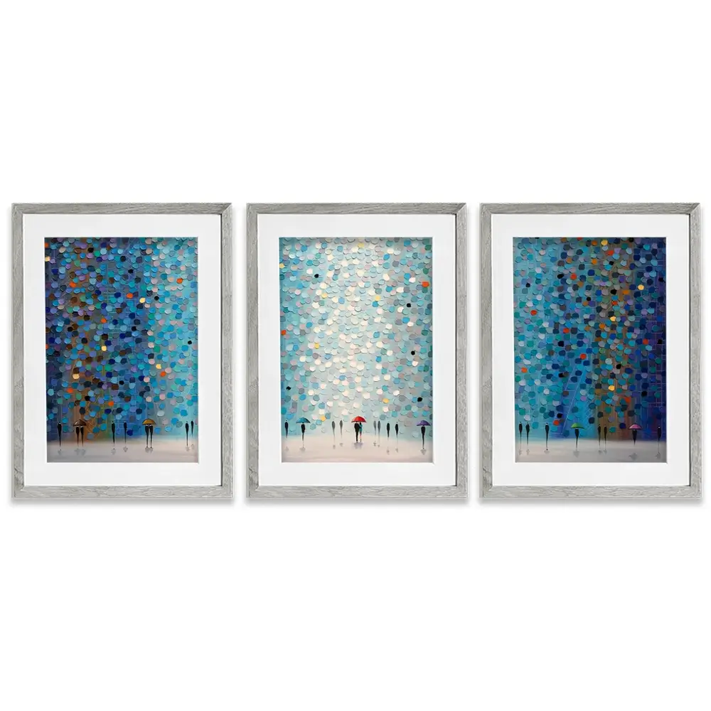 Umbrellas At Night Framed Art Print Trio Umbrellas At Night Framed Art Print Trio wall art product Ekaterina Ermilkina