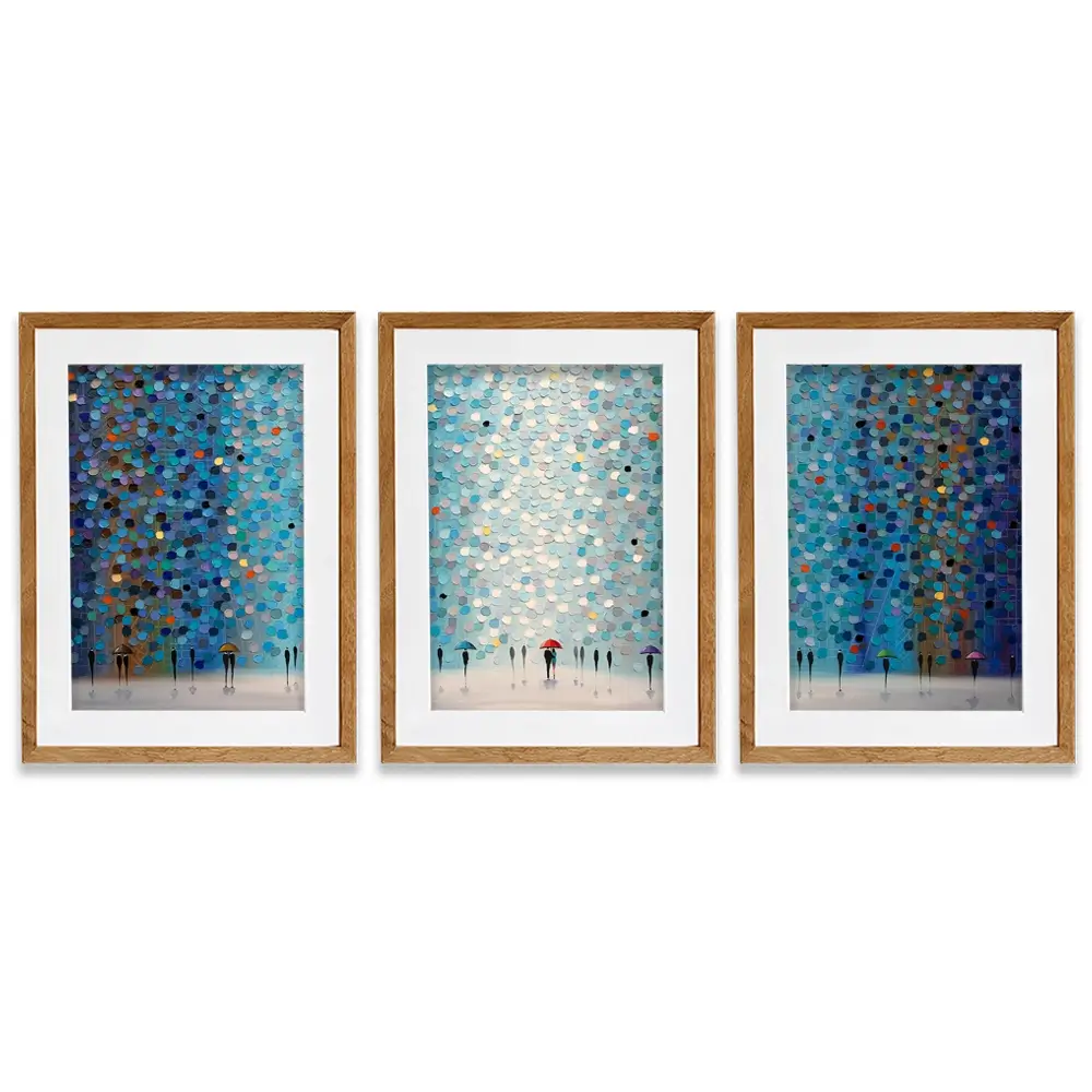 Umbrellas At Night Framed Art Print Trio Umbrellas At Night Framed Art Print Trio wall art product Ekaterina Ermilkina