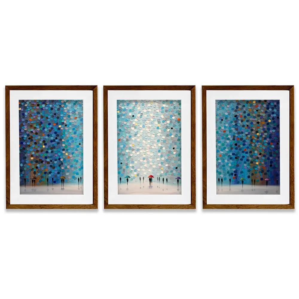 Umbrellas At Night Framed Art Print Trio Umbrellas At Night Framed Art Print Trio wall art product Ekaterina Ermilkina