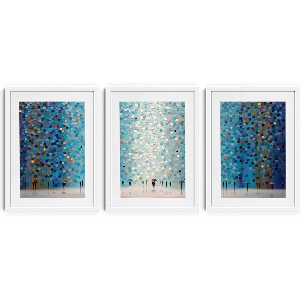 Umbrellas At Night Framed Art Print Trio Umbrellas At Night Framed Art Print Trio wall art product Ekaterina Ermilkina