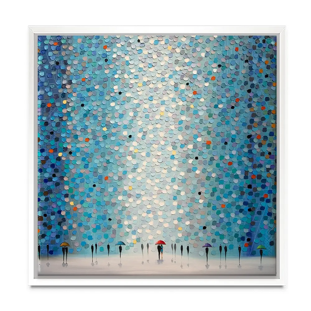 Umbrellas At Night Square Canvas Print Umbrellas At Night Square Canvas Print | Umbrellas at Night Artwork wall art product Ekaterina Ermilkina