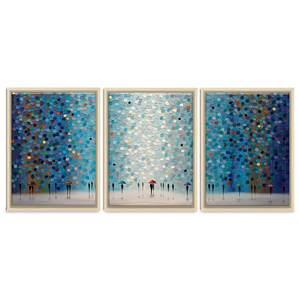 Umbrellas At Night Trio Canvas Print Umbrellas At Night Trio Canvas Print wall art product Ekaterina Ermilkina