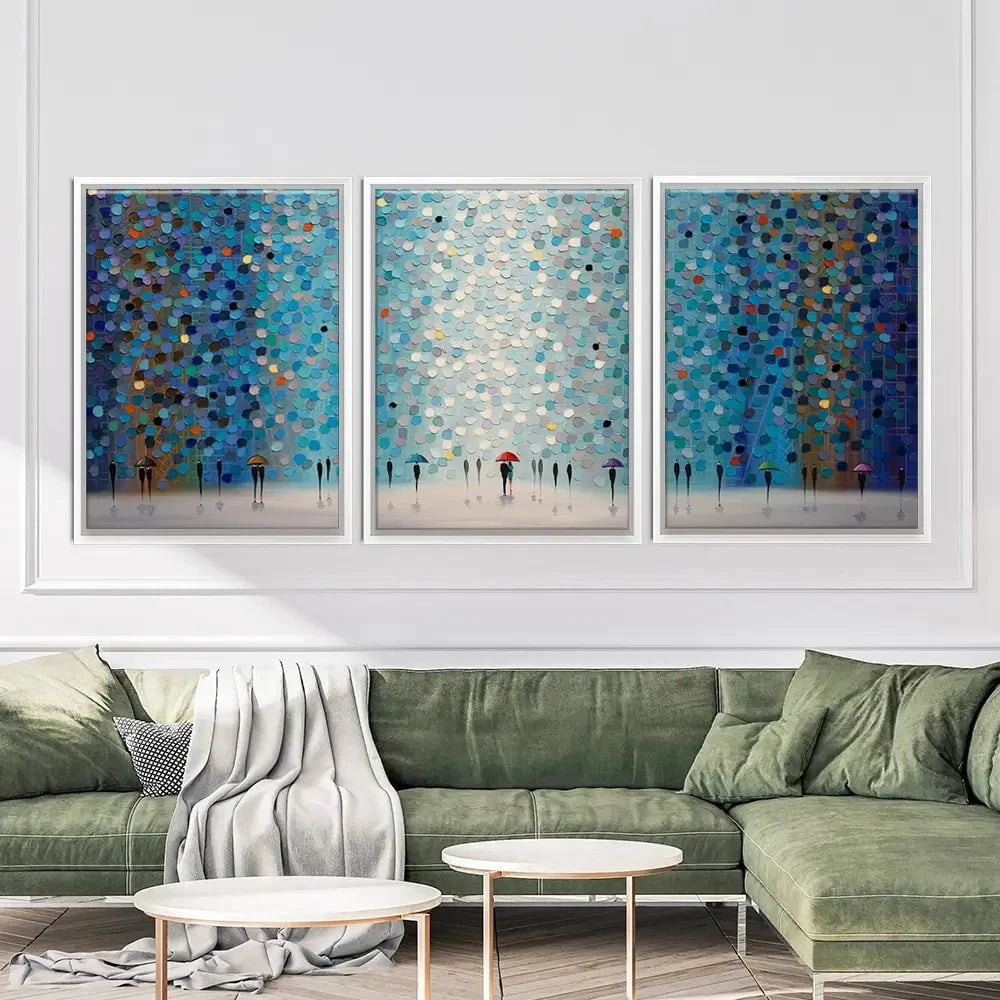 Umbrellas At Night Trio Canvas Print Umbrellas At Night Trio Canvas Print wall art product Ekaterina Ermilkina