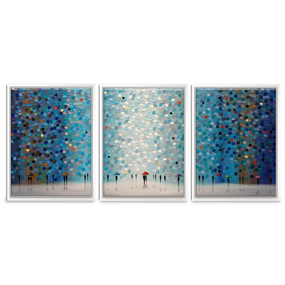 Umbrellas At Night Trio Canvas Print Umbrellas At Night Trio Canvas Print wall art product Ekaterina Ermilkina