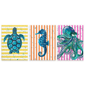 Under The Sea Striped Trio Canvas Print Under The Sea Striped Trio Canvas Print wall art product Emma LC Art