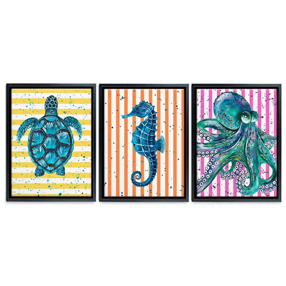 Under The Sea Striped Trio Canvas Print Under The Sea Striped Trio Canvas Print wall art product Emma LC Art