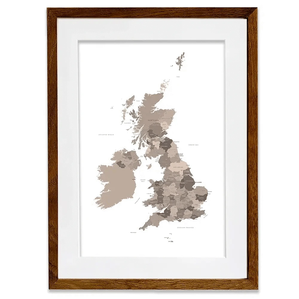 United Kingdom Sepia Map Framed Art Print United Kingdom Sepia Map Framed Art Print wall art product Independent