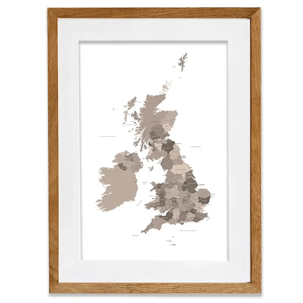 United Kingdom Sepia Map Framed Art Print United Kingdom Sepia Map Framed Art Print wall art product Independent